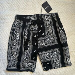 The Hundreds Black and White Bandana Shorts